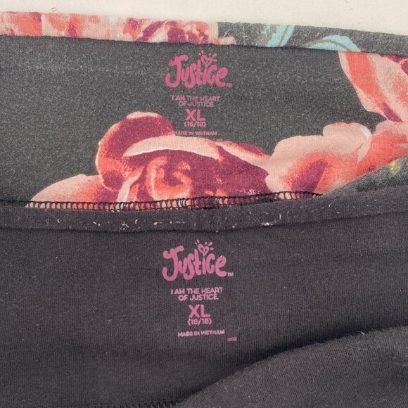 Lot of 2 Justice Full Length Leggings Floral Spellout Leg Girls XL 16/18 - Picture 5 of 7